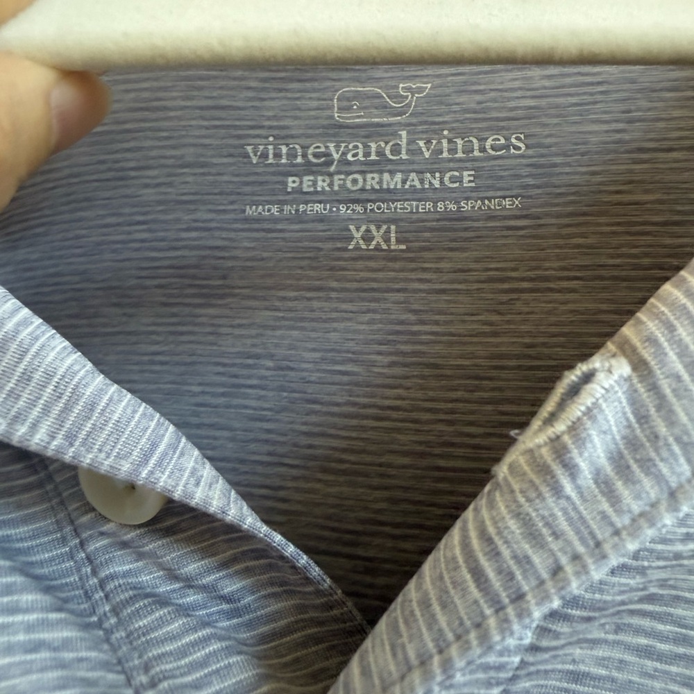 Vineyard Vines Performance Light Gray Striped Pol… - image 3